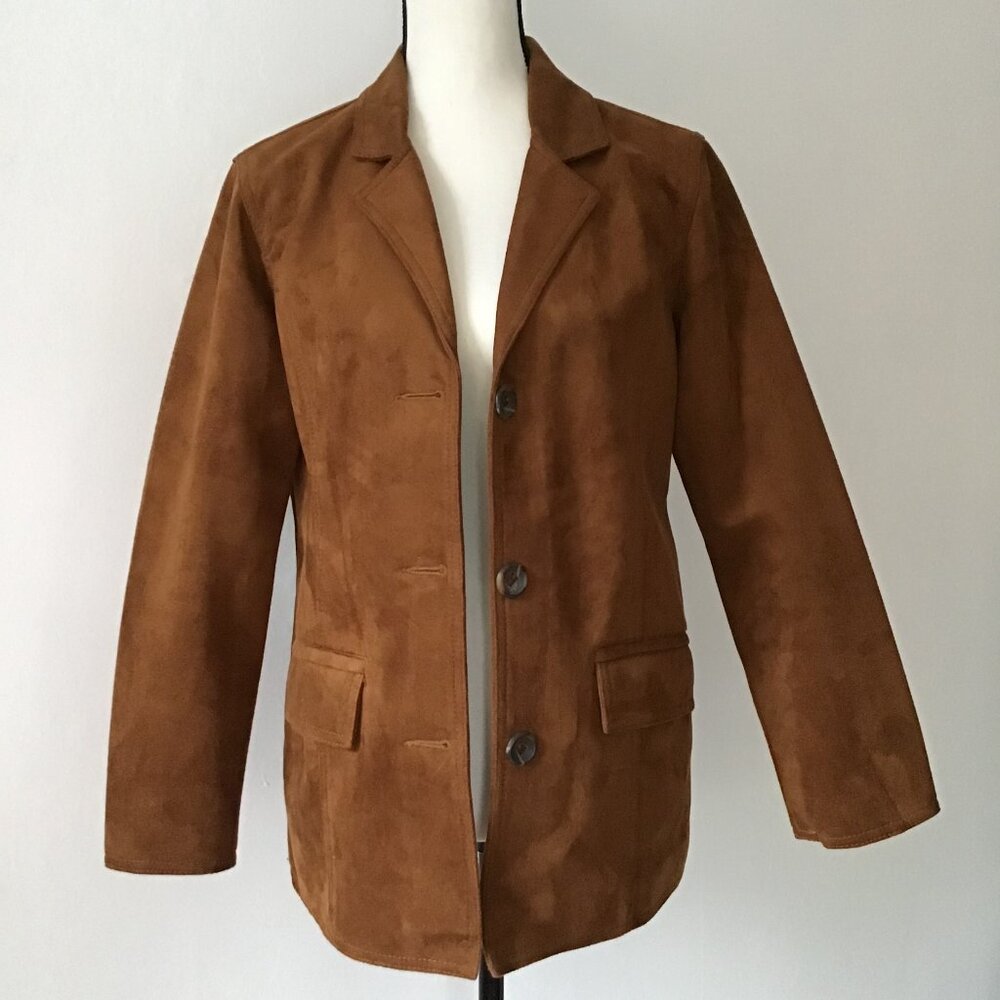 Vintage Italian Button-Up Women's Suede Jacket